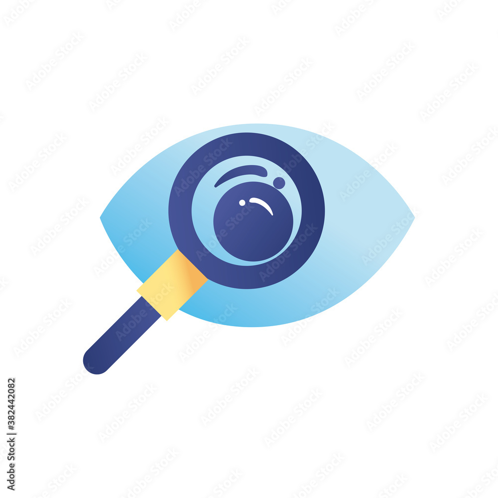 Poster lupe with eye gradient style icon vector design