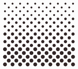 dotted pattern on white background. Pink polka dots from large to small on white background. Decorative wallpaper template. Vector retro slyle.