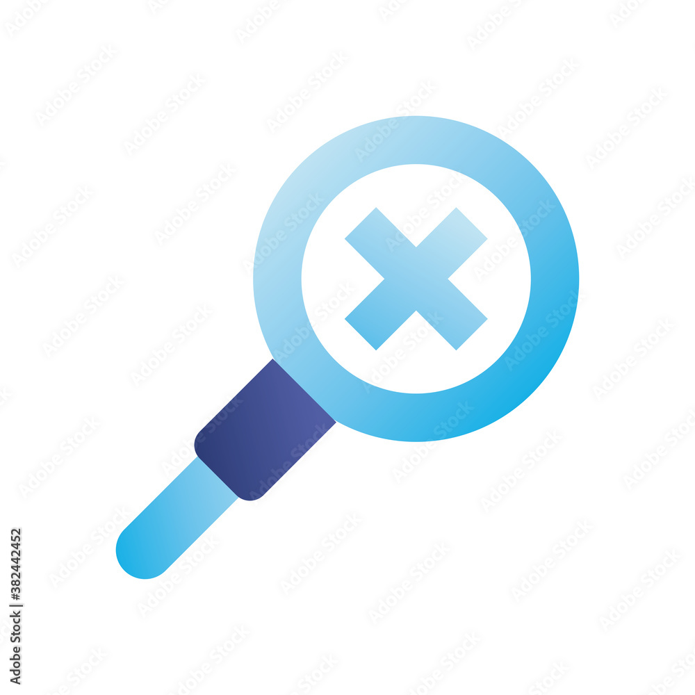 Poster cross in lupe gradient style icon vector design