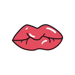 pop art female mouth line and fill style icon vector design