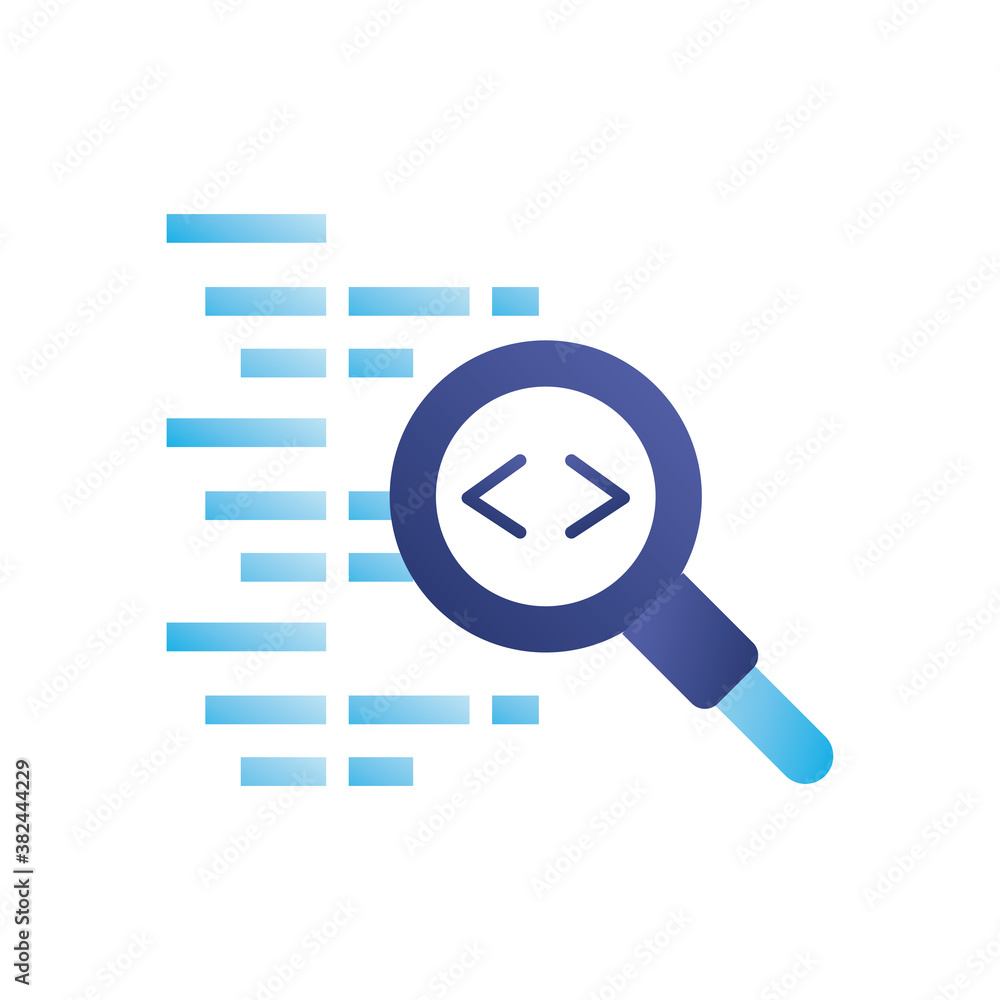 Poster lupe with text paragraph gradient style icon vector design