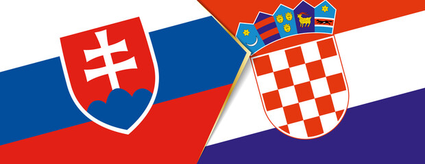 Slovakia and Croatia flags, two vector flags.