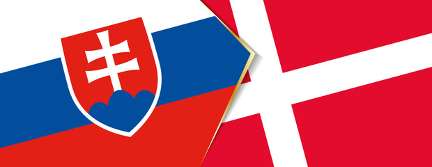 Slovakia and Denmark flags, two vector flags.