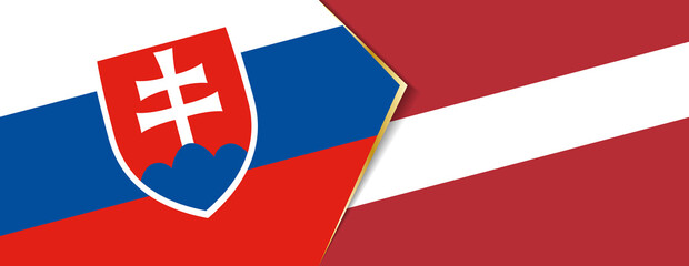 Slovakia and Latvia flags, two vector flags.
