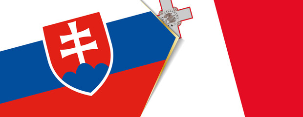 Slovakia and Malta flags, two vector flags.