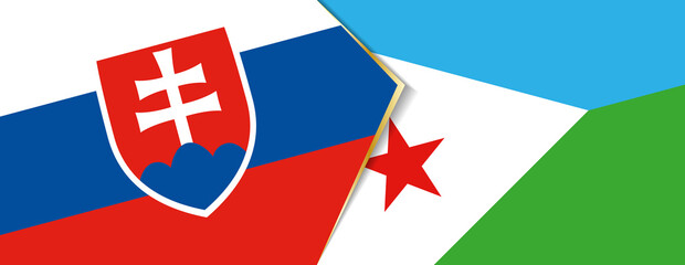 Slovakia and Djibouti flags, two vector flags.