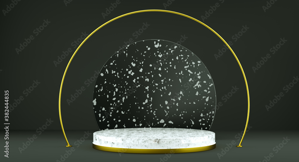 Poster abstract white background with geometric shape stage for product. minimal concept. 3d rendering