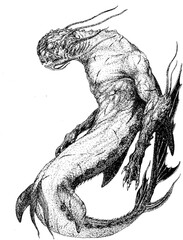 finfolk mermaid underwater inhabitant sea spirit nightmare hellish creation monster beast © Петр Костюк