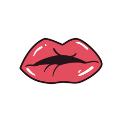 pop art female mouth line and fill style icon vector design