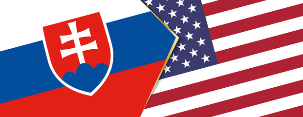 Slovakia and USA flags, two vector flags.