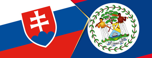 Slovakia and Belize flags, two vector flags.