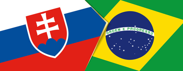Slovakia and Brazil flags, two vector flags.