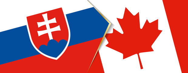 Slovakia and Canada flags, two vector flags.