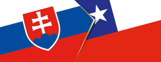 Slovakia and Chile flags, two vector flags.