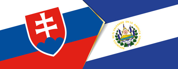 Slovakia and El Salvador flags, two vector flags. - obrazy, fototapety, plakaty