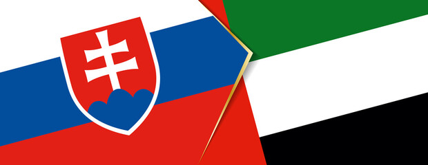 Slovakia and United Arab Emirates flags, two vector flags.