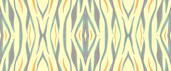 Yellow Animal Banner. Seamless Lines for African 