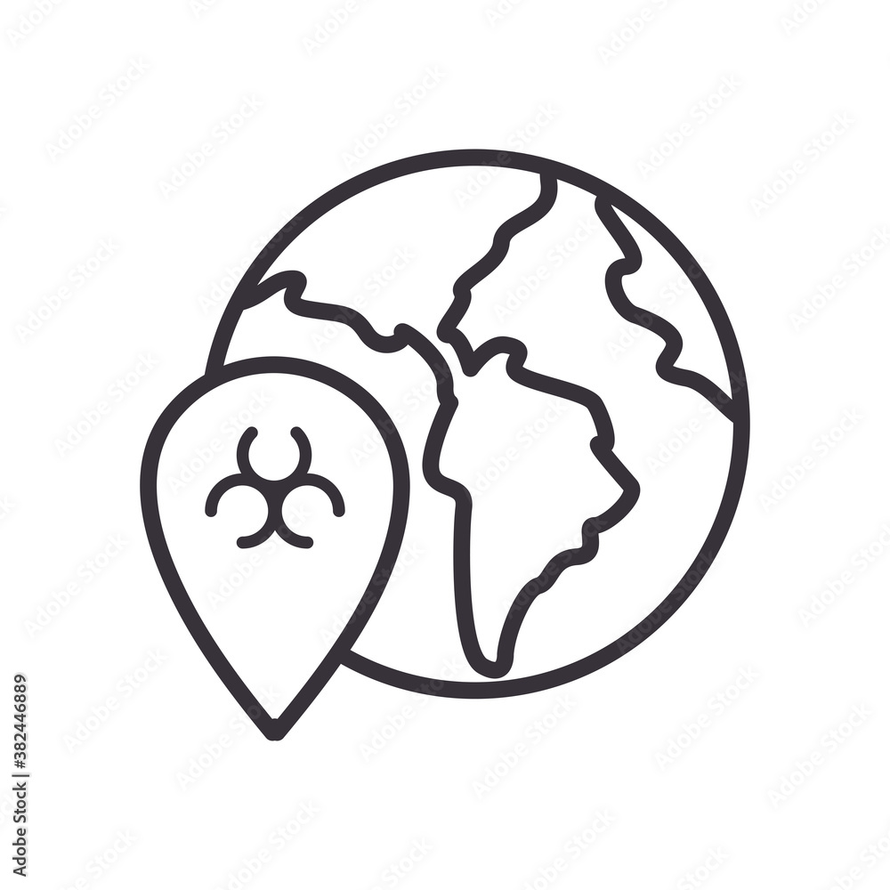 Poster word with hazard mark line style icon vector design
