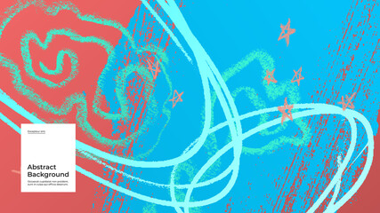 Abstract background illustration. Colorful lines, spots, dots and paint strokes. Decorative wallpaper, backdrop. Hand drawn texture, decor elements and shapes. Eps10 vector.