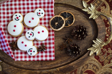 Festive Christmas Cookie in the shape of a snowman
