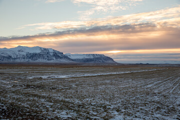 Sunrise in the Icelandic countryside