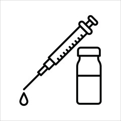 Fototapeta premium vector medical icon for pandemic vaccine ampoule and syringe. Image of covid-19 vaccine and syringe. Illustration of antiviral vaccine.