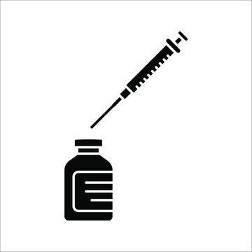 vector medical icon for pandemic vaccine ampoule and syringe. Image of covid-19 vaccine and syringe. Illustration of antiviral vaccine.
