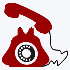 Red telephone ringing. Retro style. Isolated on a white background. Vector illustration.