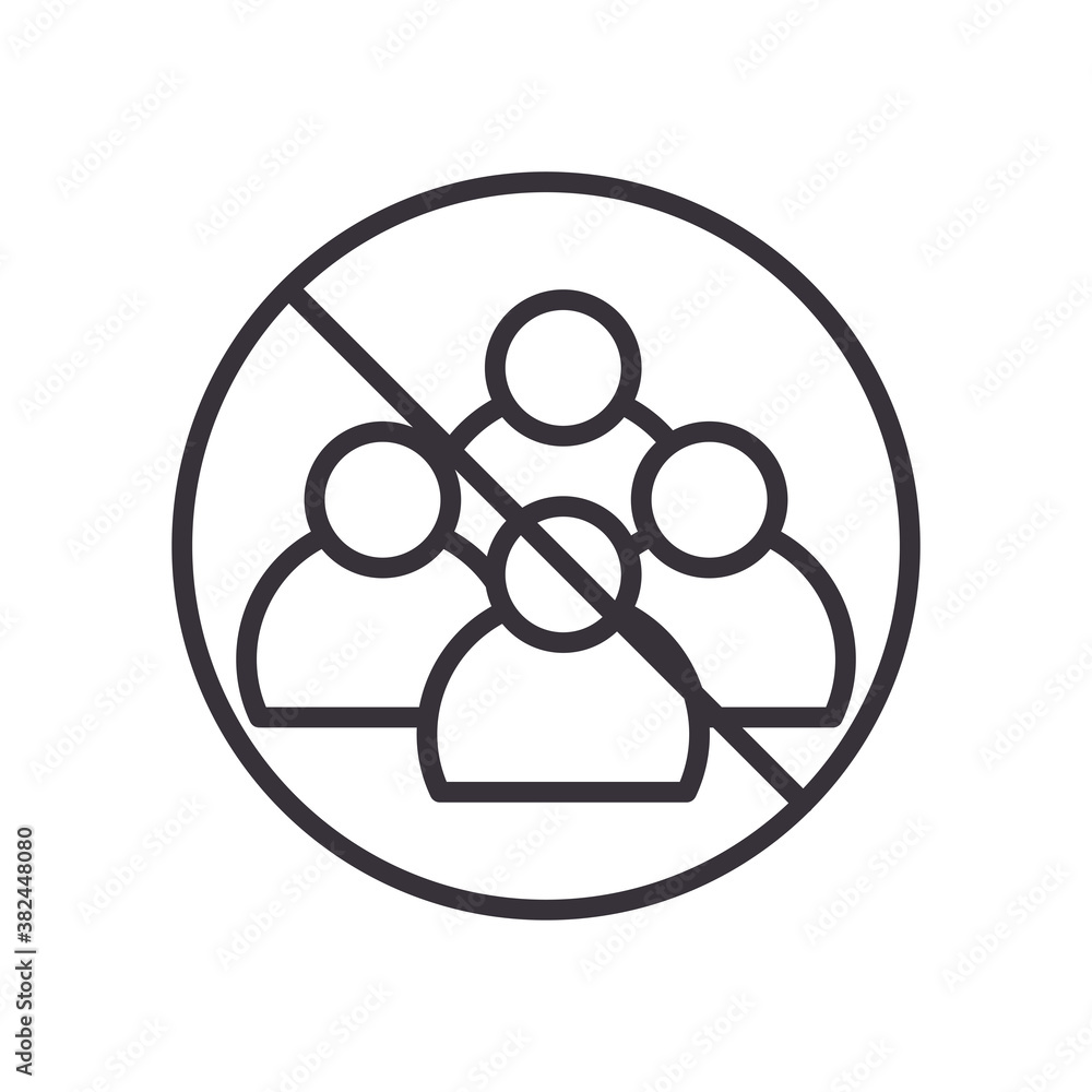 Poster avoid crowd line style icon vector design