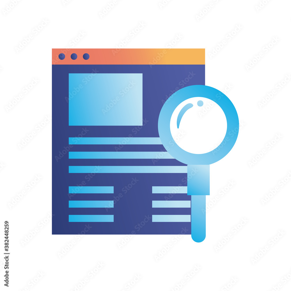 Poster lupe with website gradient style icon vector design