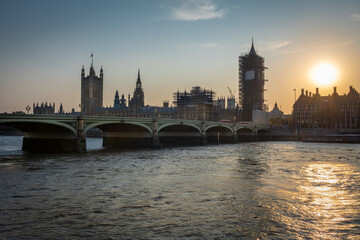 houses of parliament at sunset