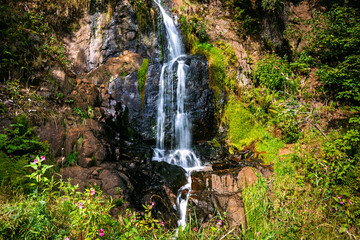 Tiefenbach waterfall in Altenberg in Schweiz-Osterzgebirge district, in the Free State of Saxony,...