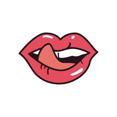 pop art female mouth showing tongue line and fill style icon vector design