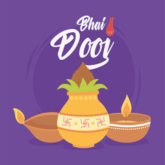 happy bhai dooj, ceremony indian family celebration card