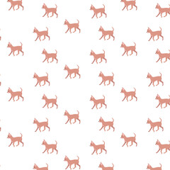Pattern with small dogs, Chihuahua. On white background, vector illustration