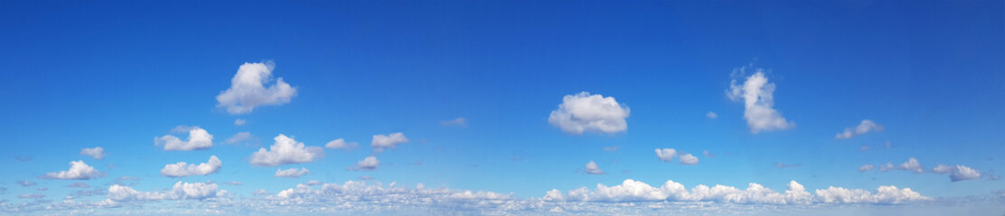 White clouds on blue sky, skyline panorama background