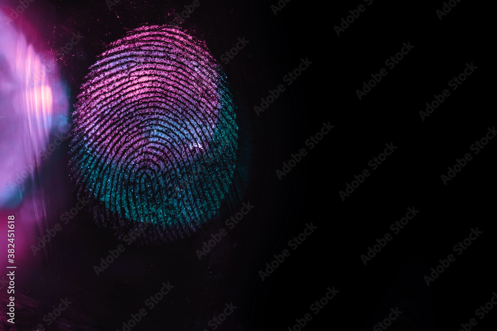 Poster Close up beautiful abstract blue, purple colored fingerprint on  background texture for design. Macro photography view.