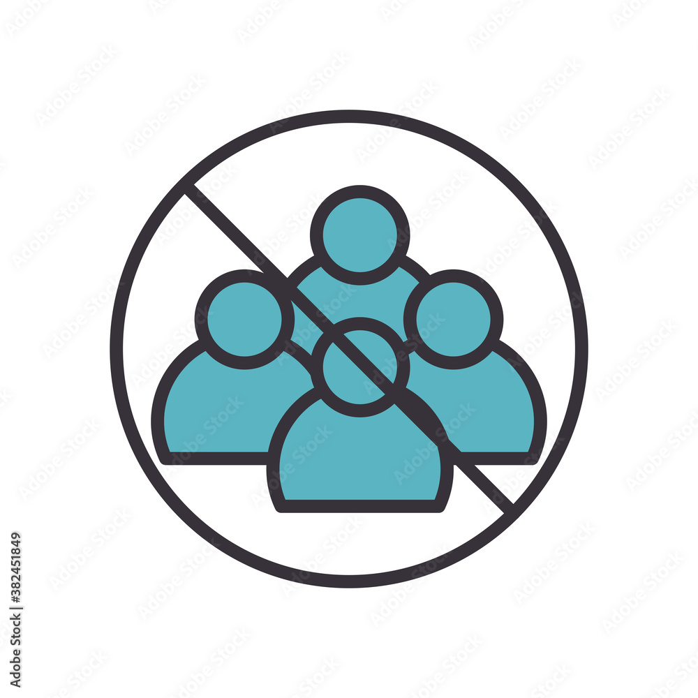 Poster avoid crowd line and fill style icon vector design