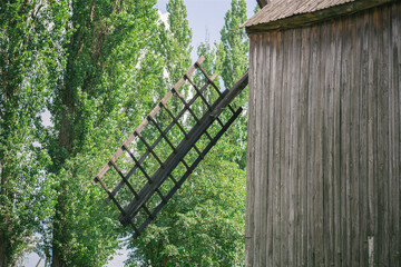 Old wooden mills surrounded by nature