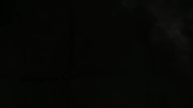 Grey gray steam, vapor on a black background, mistic spooky intro