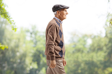 Elderly gentleman walking in a park