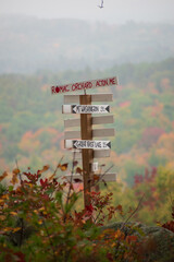 Romac Orchard Acton, Maine
Autumn photo of sign with foliage.