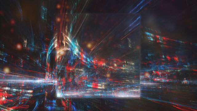 Cyber city abstract design, modern futuristic concept with design square cut © Martin Capek