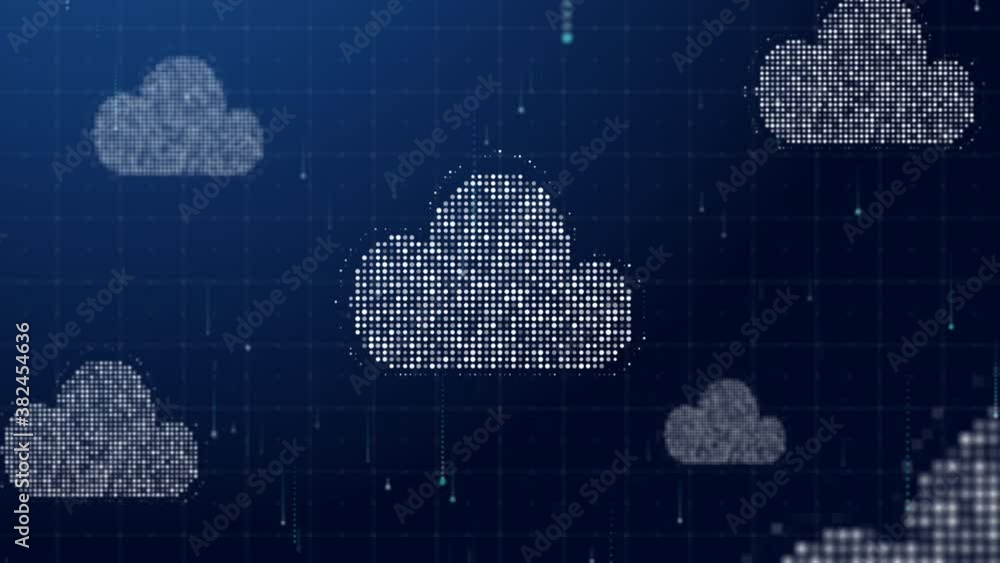 Poster modern cloud technology in ai computer big data security system concept, blue digital futuristic iot