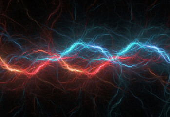 Red and blue ice lightning, abstract plasma background