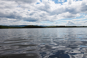 A lake with clouds before the storm