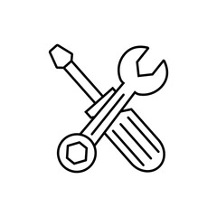 wrench and screwdriver crossed icon Element of building icon for mobile concept and web apps. Thin line wrench and screwdriver crossed icon can be used for web and mobile. Premium icon
