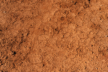 Close up of baked clay background Texture. Dry earth texture background concept for global warming themes. Dry cracked land.