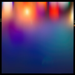 Blurred abstract colored blue and pink, orange, background in a black frame along the contour, slide film.