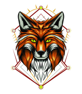 apparel design template. fox illustration vector.